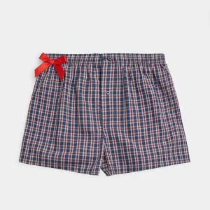 Boxer en tissu avec ouverture à carreaux