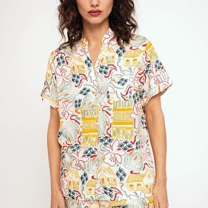 Pyjama chemise courte imprimé femme | MUYDEMI