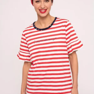 Pyjama court femme en coton imprimé rayures et pois | MUYDEMI