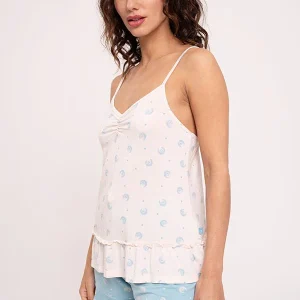 Pyjama court femme imprimé détail volants | MUYDEMI