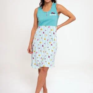 Chemise de nuit femme en coton imprimé été | MUYDEMI