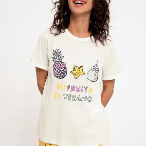 Pyjama court femme en coton imprimé Fruits | MUYDEMI