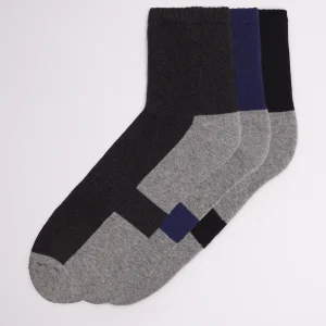 Lot de 3 chaussettes de sport en éponge grises et noires