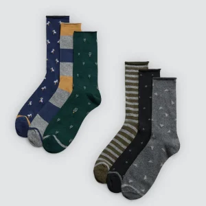 Lot de 6 chaussettes hautes imprimées sans revers