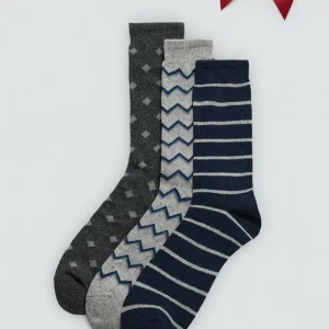 Lot de 3 chaussettes en laine à motifs géométriques
