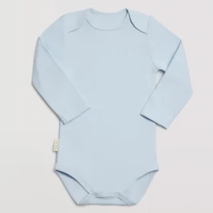 Body bébé basique manches longues revers bleu clair