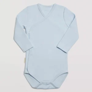Body bébé basique croisé manches longues bleu clair