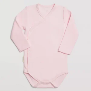 Body bébé basique manches longues croisé rose