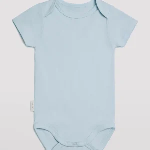 Body bébé basique à manches courtes et revers bleu clair
