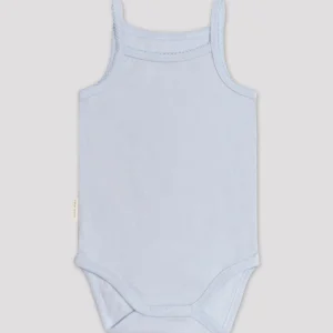 Body bébé basique à fines bretelles bleu clair