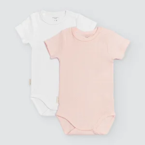 Lot de 2 bodys bébé ajourés manches courtes