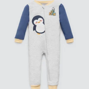 Grenouillère à manches longues pour bébé en forme de pingouin