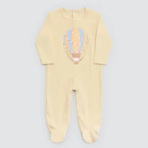 Barboteuse bébé à manches longues avec imprimé ballon jaune