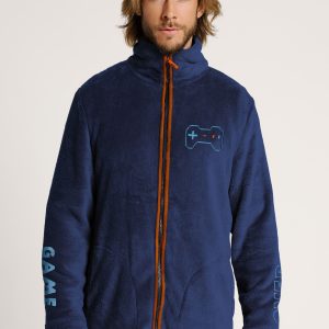 Peignoir zippé col montant homme Game Navy | MUYDEMI