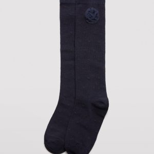 Chaussette longue fille détail pompon marine