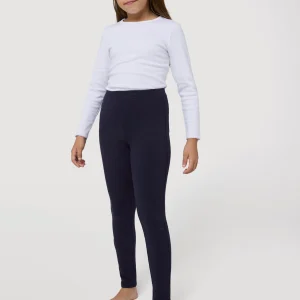 Legging chaud fille en coton naturel marine