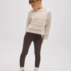 Leggings thermiques effet cuir chocolat pour fille