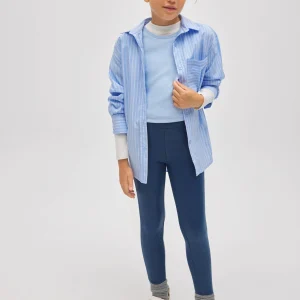 Leggings thermiques effet cuir bleu marine pour fille