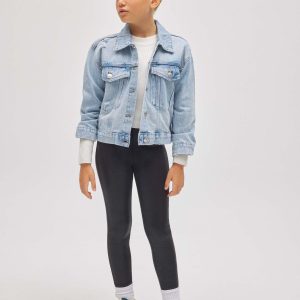 Leggings thermiques effet cuir noir pour fille