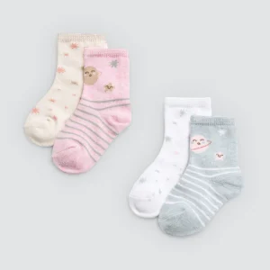 Lot de 4 chaussettes bébé imprimées Univers
