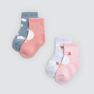 Lot de 4 chaussettes thermiques pour bébé avec imprimés ballons