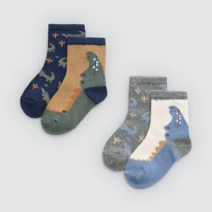 Lot de 4 chaussettes bébé à imprimé crocodile
