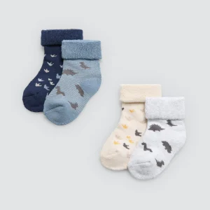 Lot de 4 chaussettes thermiques bébé dinosaure