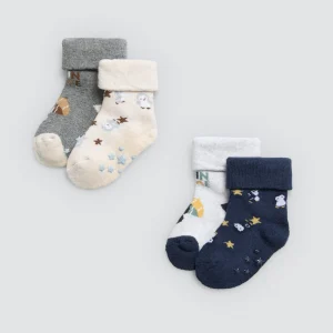 Lot de 4 chaussettes thermiques antidérapantes pour bébé Pingouin Jouet