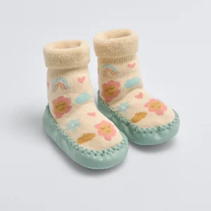 Chaussons-chaussettes thermiques pour bébé Sweet Flowers avec semelle antidérapante