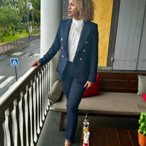 Pantalon cigarette bleu marine