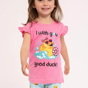 Pyjama court enfant en coton Good Duck rose | MUYDEMI