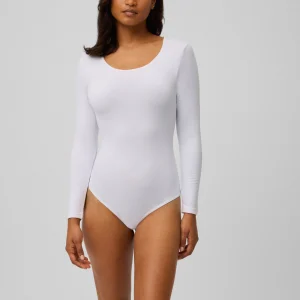 Body thermique blanc à manches longues avec intérieur en peluche