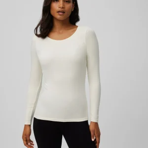 T-shirt thermique blanc à manches longues avec contrôle de la température