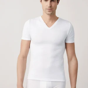 T-shirt sous-vêtement thermique blanc manches courtes col V