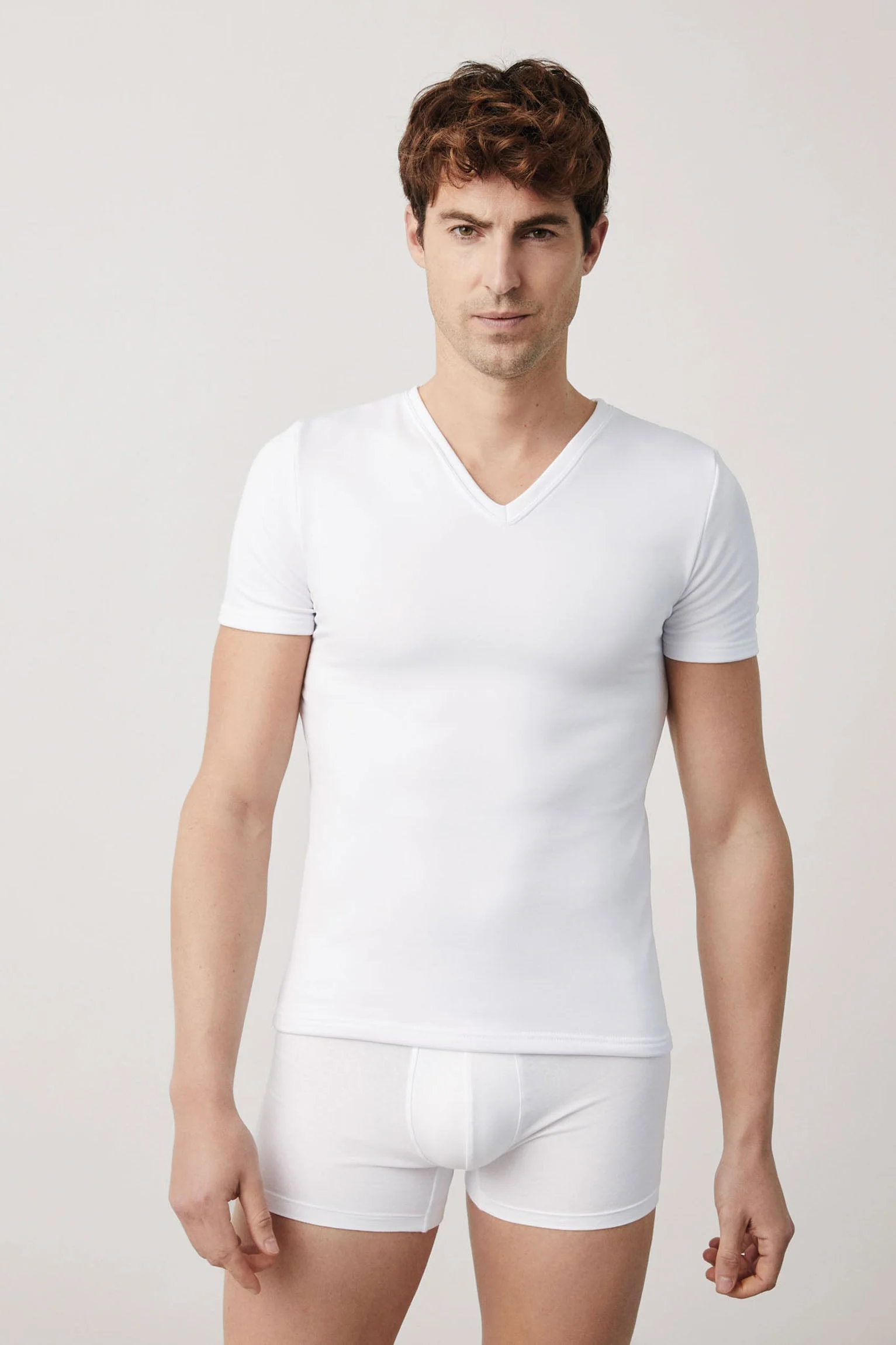 T-shirt sous-vêtement thermique blanc manches courtes col V
