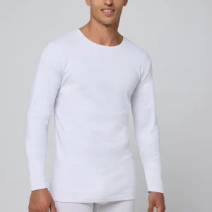T-shirt blanc à manches longues en coton chaud
