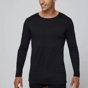 T-shirt chaud en coton noir à manches longues