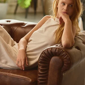 Robe longue unie sans manches ivoire