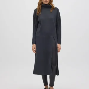 Pull maxi chaud en anthracite avec fente