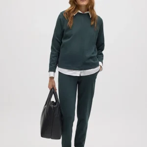 Pull chaud à col rond avec texture vert bouteille