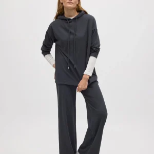 Sweat-shirt chaud avec capuche ajustable et texture anthracite