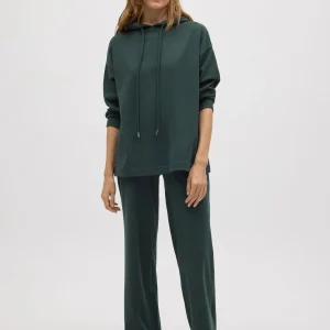 Sweat à capuche chaud et ajustable avec texture vert bouteille