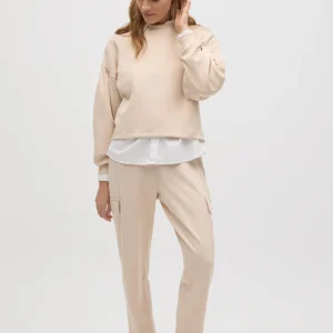 Sweat fluide à manches bouffantes ivoire