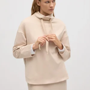 Sweat-shirt fluide à col rond ivoire