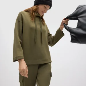 Sweat-shirt vert à col fluide