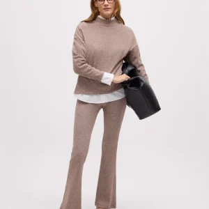 Pull col Perkins en maille côtelée marron