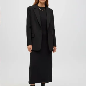 Robe longue en maille côtelée noire