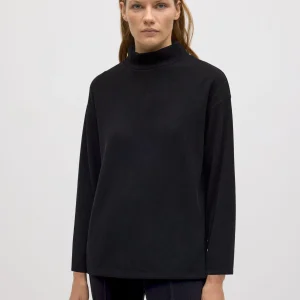 Pull col Perkins effet velours côtelé noir