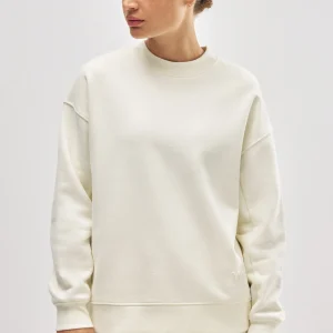 Sweat-shirt à col rond avec intérieur en polaire ivoire