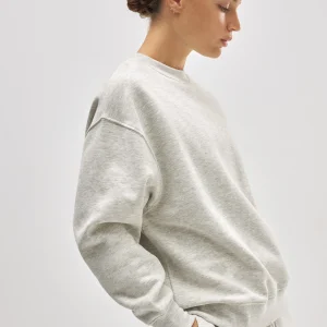 Sweat-shirt à col rond avec intérieur en polaire grise